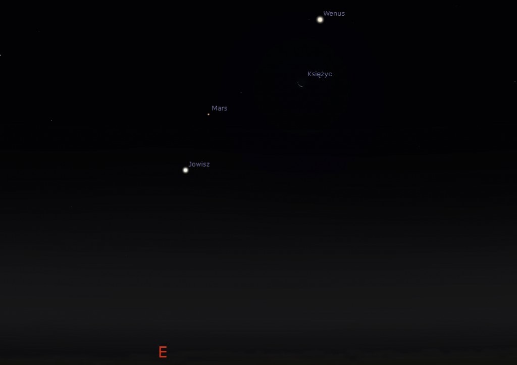Wenus Jowisz Mars Księżyc 09.10.2015