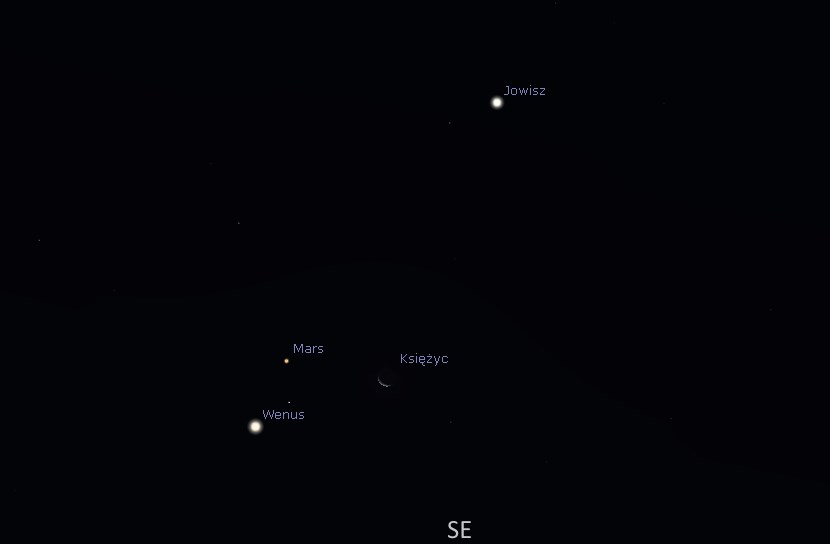 Wenus Księżyc Mars Jowisz 2015.11.07